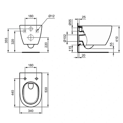 Унитаз подвесной Ideal Standard i.life O Tornado HydroTwist + сиденье тонкое Soft-clos [T568001+T572401]