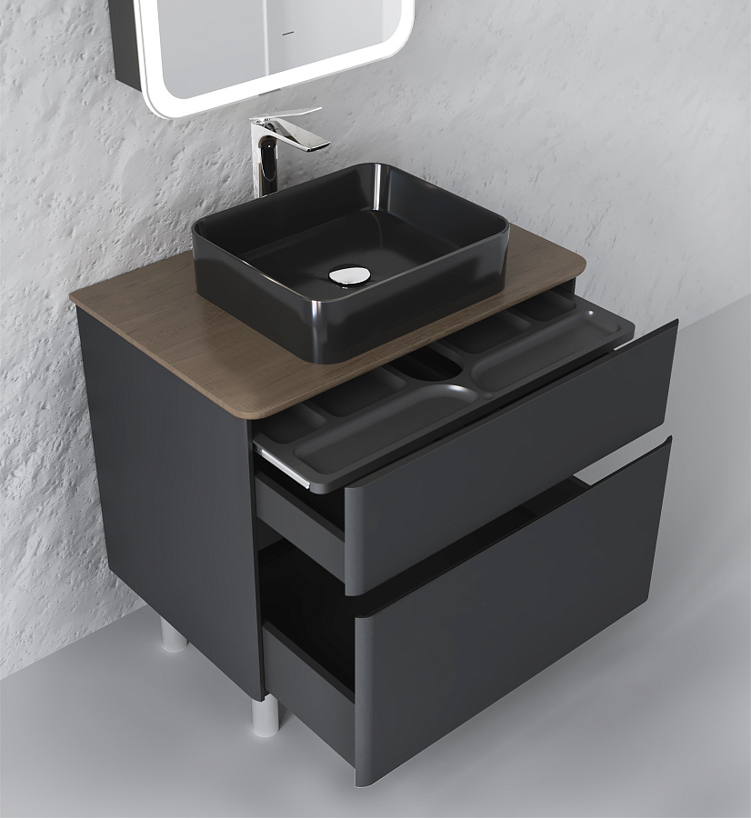 Тумба под умывальник Raval Morelle 80 напольная антрацит/трюфель
