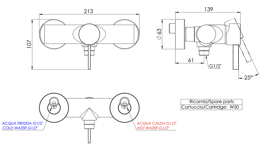 Смеситель для душа Remer Metrica MC33, хром