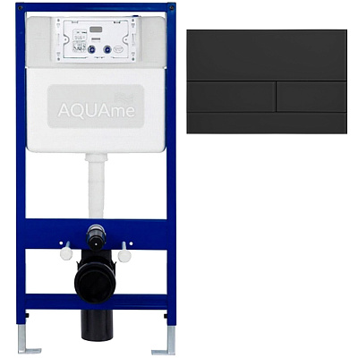 Комплект инсталляции для унитаза AQUAme (арт.AQM4002), высота 106 см, с кнопкой смыва AQM4116B (стекло, 24х16), черный