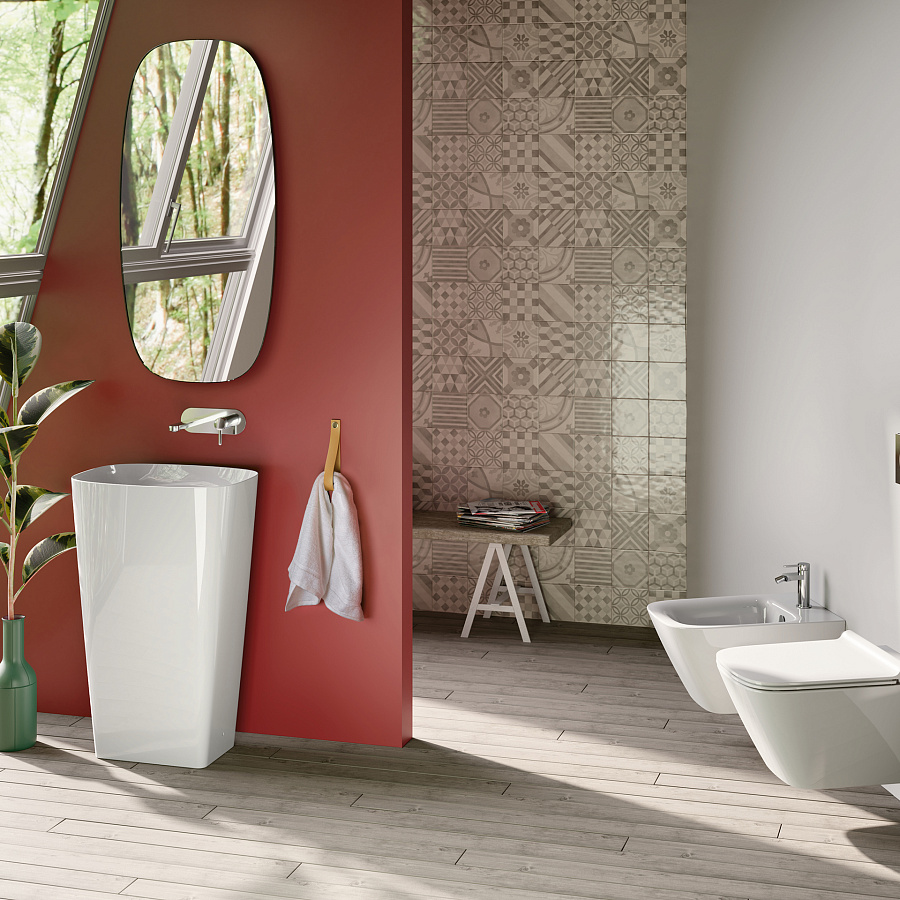 Напольная раковина Catalano Green 55х38 h85, с отв. для слива в стене, арт.0428551001, белый глянцевый