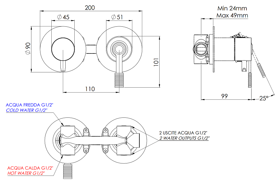 Смеситель для душа Remer Atelier AL93ZP, хром