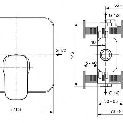 Смеситель Ideal Standard Tonic II встраиваемый для душа, хром, A6339AA
