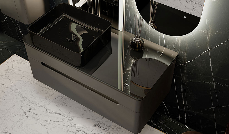 Тумба под умывальник Jorno Shine 100 подвесной антрацит