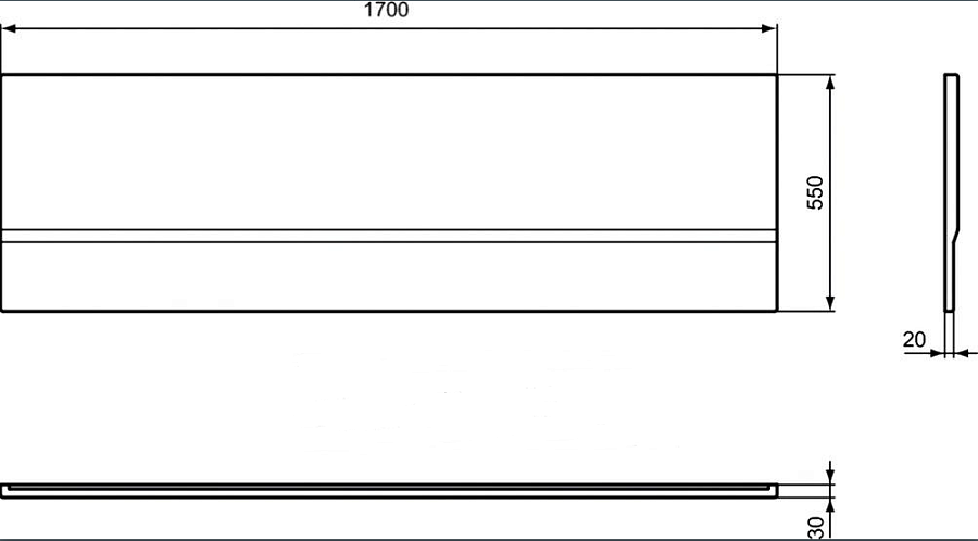 Акриловая фронтальная панель Ideal Standard HOTLINE 170 см c креплением