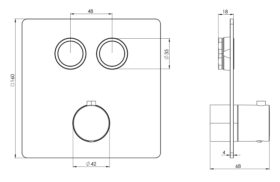 Смеситель термостатический для душа Remer X Style X99QD2KB. Хром