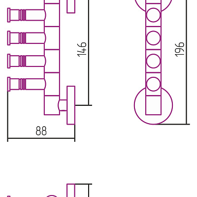 Держатель полотенец ВЕЕР-4 поворотный / L 88 (Золото), арт.03-3010-4088