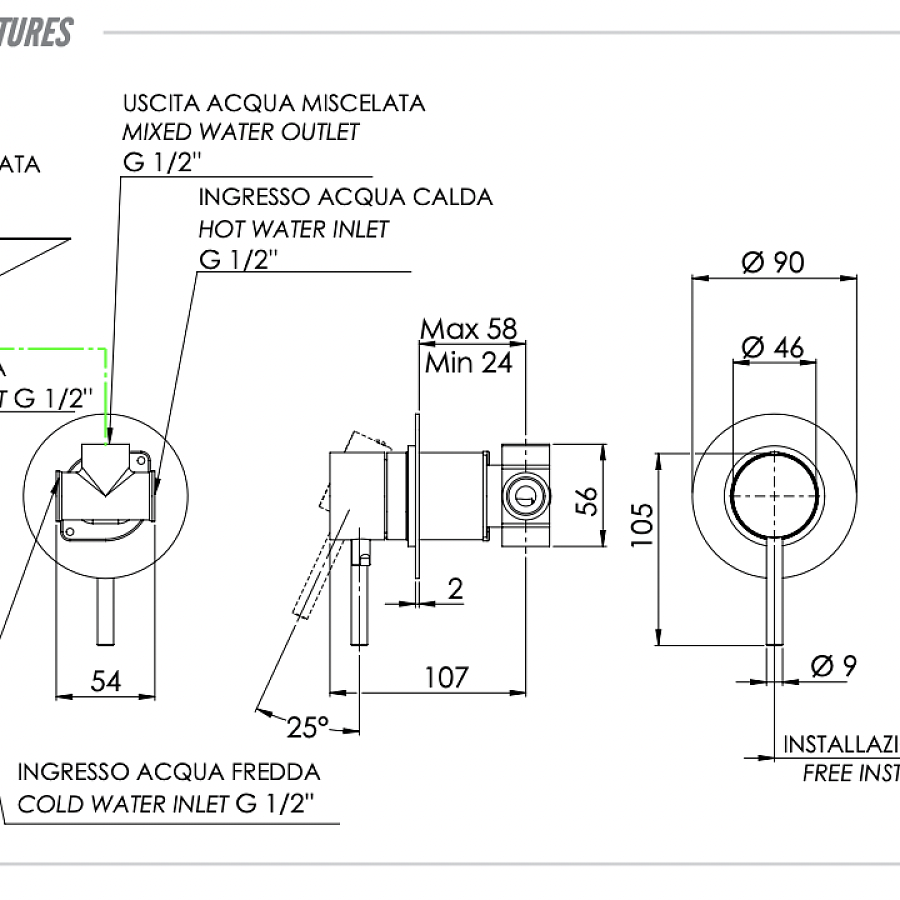 Смеситель для душа Remer X Style X96D3, хром