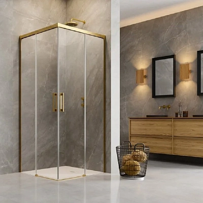 Душевая дверь Radaway Idea Gold KDD 100 х 200.5 см, стекло прозрачное, профиль золото, правая 2/2, 387062-09-01R