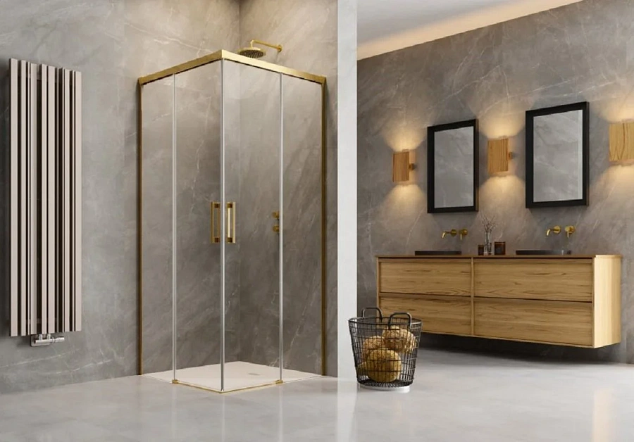 Душевая дверь Radaway Idea Gold KDD 100 х 200.5 см, стекло прозрачное, профиль золото, правая 2/2, 387062-09-01R