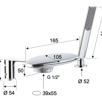 Смеситель для ванны Remer Infinity I07UFNO, черный матовый