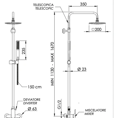 Душевая система Remer Infinity I37A7RV54QI, хром