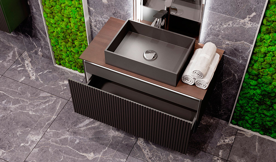 Тумба под умывальник Jorno Strong 100 подвесной антрацит