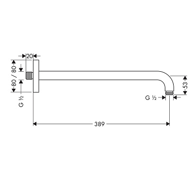Настенный держатель верхнего душа Hansgrohe 389мм хром