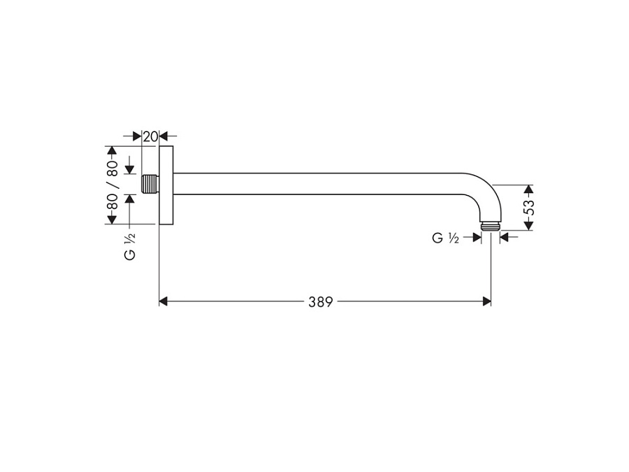 Настенный держатель верхнего душа Hansgrohe 389мм хром