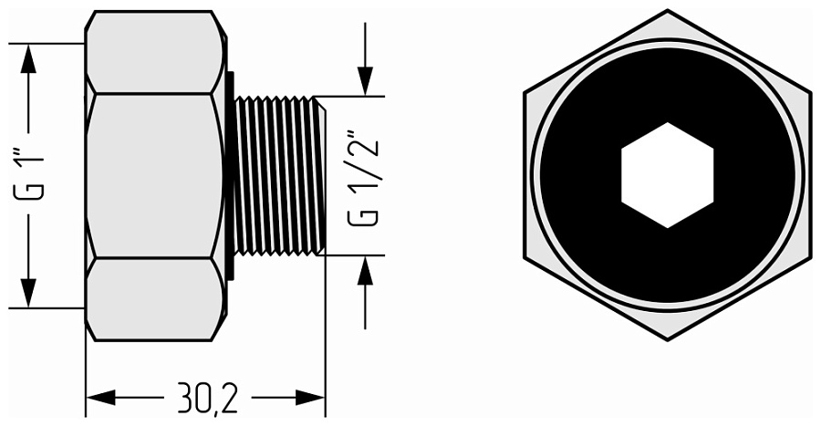 Комплект фитингов Стилье прямой (G 1" НГ х G 1/2" НР) / 2 шт.