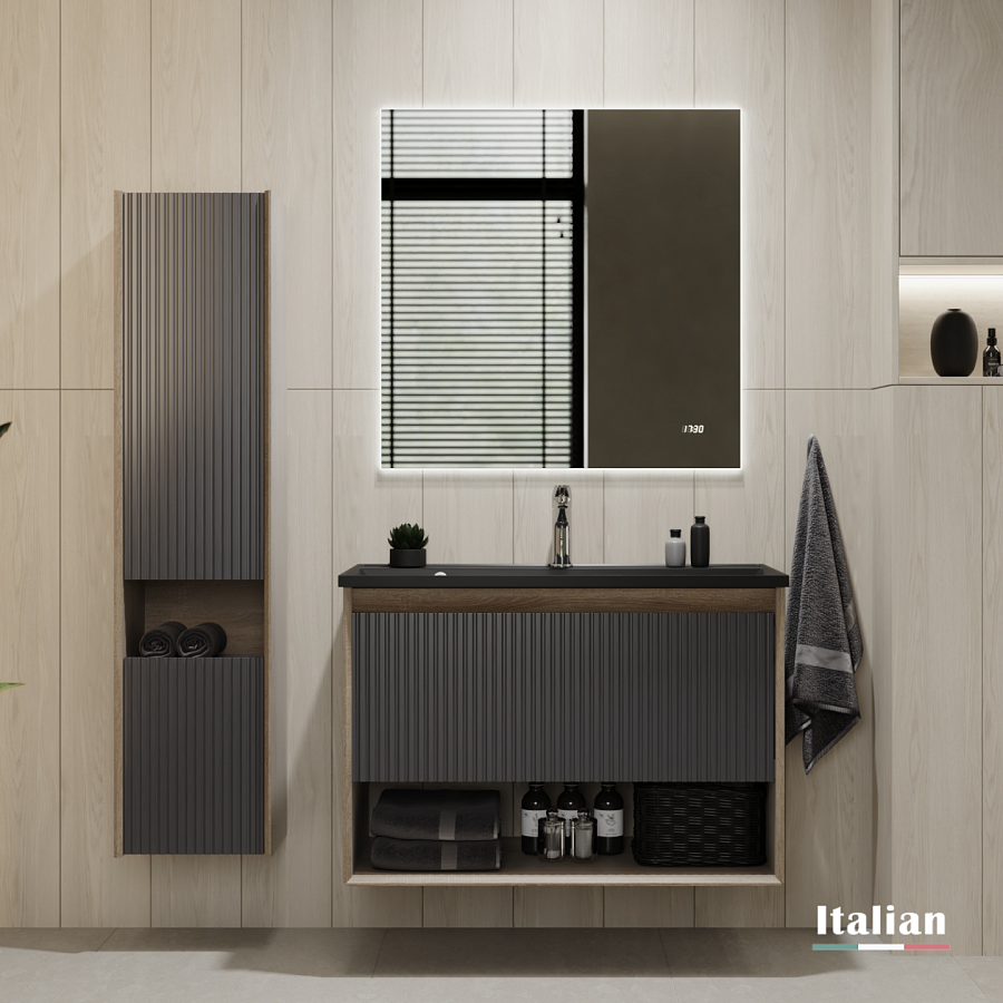 Пенал Jorno Tossony 140 подвесной, дуб самдал/антрацит