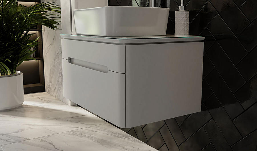 Тумба под умывальник Jorno Shine 75 подвесной белая