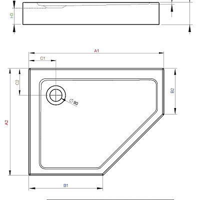 Душевой поддон Radaway Doros PT E Compact 100x90x11,5 Левый