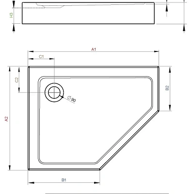 Душевой поддон Radaway Doros PT E Compact 100x90x11,5 Левый