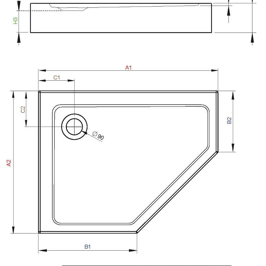 Душевой поддон Radaway Doros PT E Compact 100x90x11,5 Левый