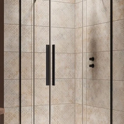 Душевая дверь Radaway Furo KDD Black, 90 x 200 см, с неподвижной частью, стекло прозрачное, профиль черный, правая, 10105090-54-01R
