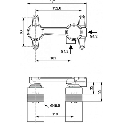 Скрытая часть смесителя Ideal Standard A1313NU