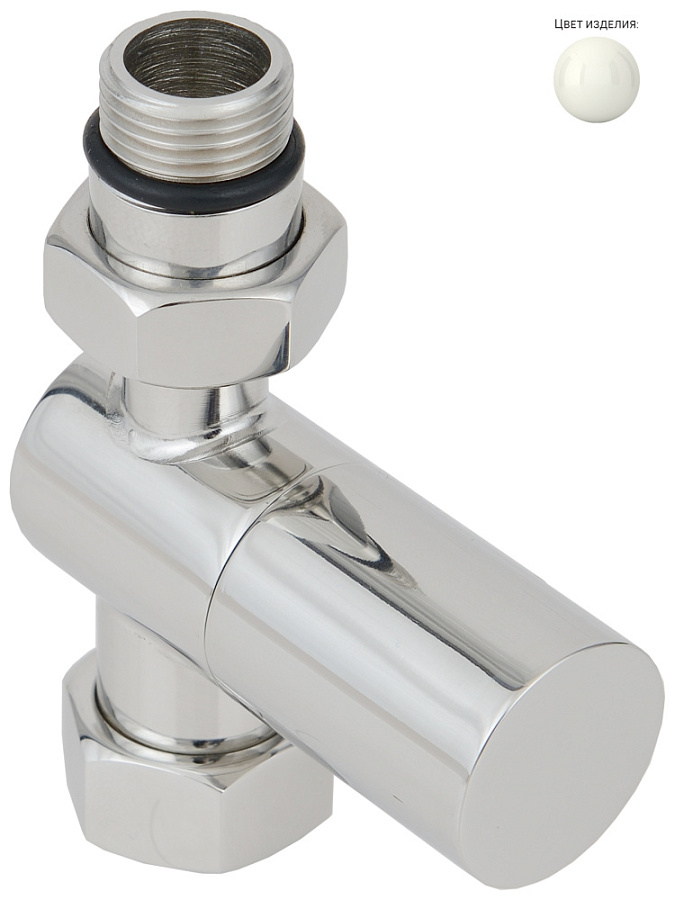 Вентиль прямой (цилиндр) G 1/2" НР х G 3/4" НГ (RAL 9016 Транспортный белый), арт.9016-1401-1234
