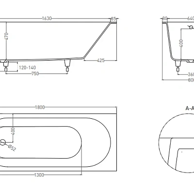 UM12312 Ванна встраиваемая LoveForm LOFO 180x80 Gelcoat белый глянцевый