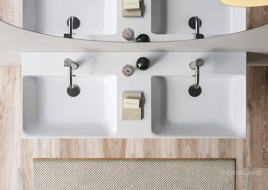 Раковина Catalano Premium 120х47, арт.0221220001, на 2 чаши, без отв. под смеситель, белый глянцевый