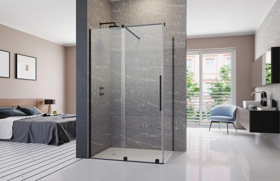 Душевая дверь Radaway Furo KDJ Black, 62,2 x 200 см, стекло прозрачное, профиль черный, левая, 10104622-54-01L