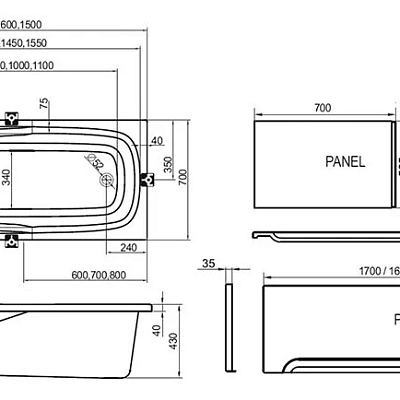 Ванна акриловая Ravak Vanda II 150 см