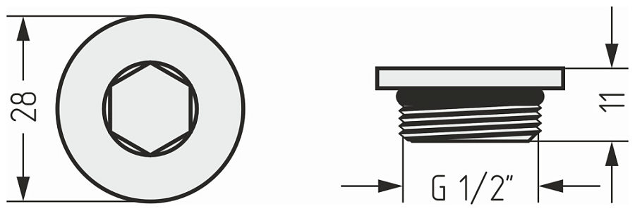 Заглушка "СТИЛЬЕ" хром d 28 мм / G 1/2" НР (Без покрытия), арт.00100-0008