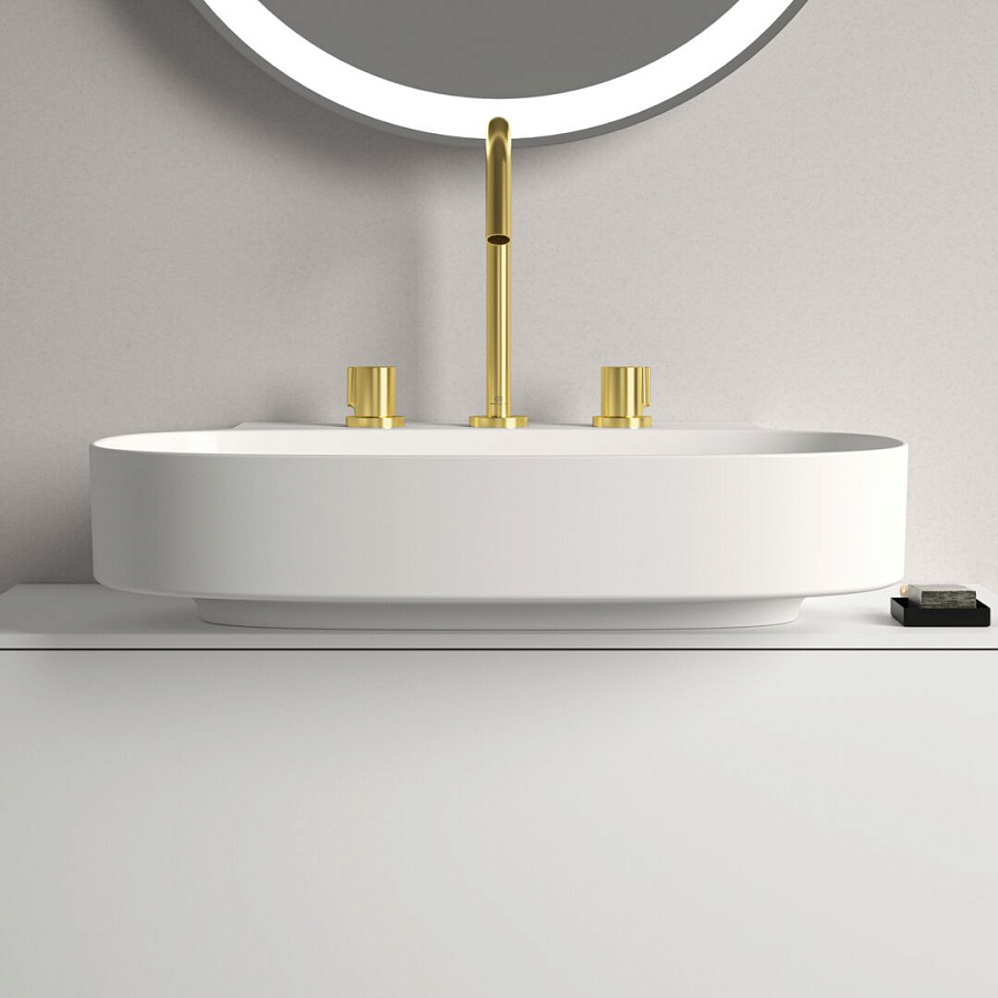 Раковина Ideal Standard Atelier Linda-X 60x50 см T498901 без перелива на три отверстия, шлифованный низ, белый глянцевый