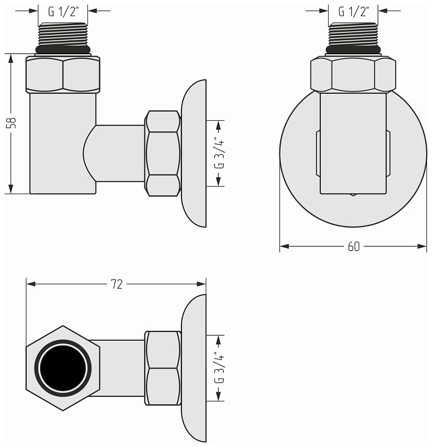 Набор комплектующих для ПС G 1/2" НР х G 3/4" НГ / 2 шт (Без покрытия), арт.03002-1234