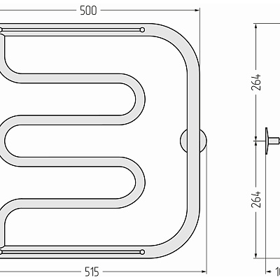 Водяной полотенцесушитель Стилье Тандем 2 полки 500х500 резьба-сгон 1", Без покрытия, арт.00016-5050