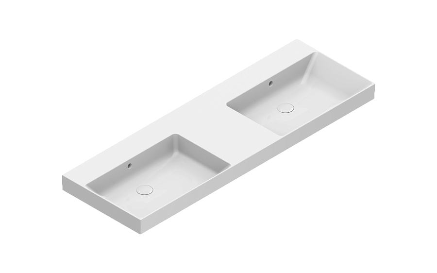 Раковина Catalano Zero 150x50, арт.0121520001, на 2 чаши, без отв. под смеситель, белый глянцевый