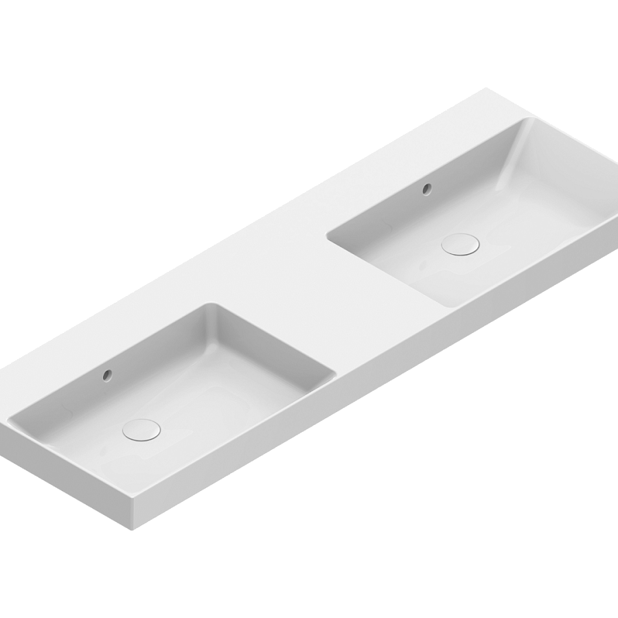 Раковина Catalano Zero 150x50, арт.0121520001, на 2 чаши, без отв. под смеситель, белый глянцевый