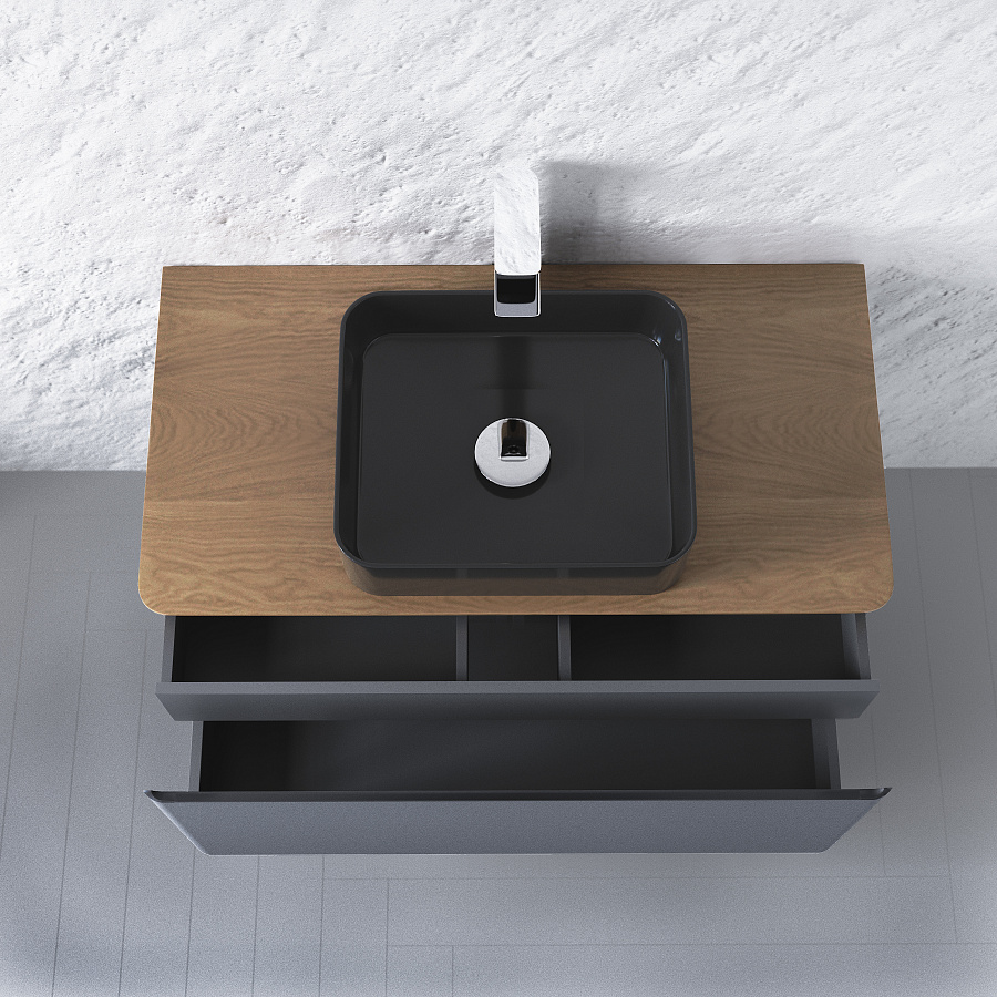 Тумба под умывальник Raval Morelle 100 подвесной антрацит/трюфель