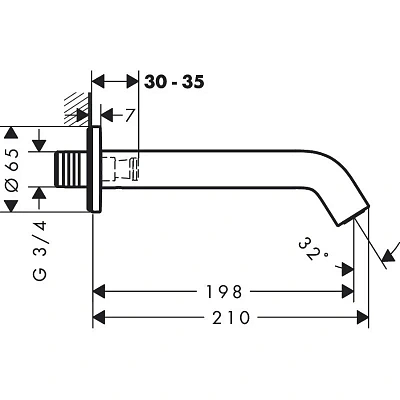 Излив для ванны Hansgrohe Tecturis S 198мм хром