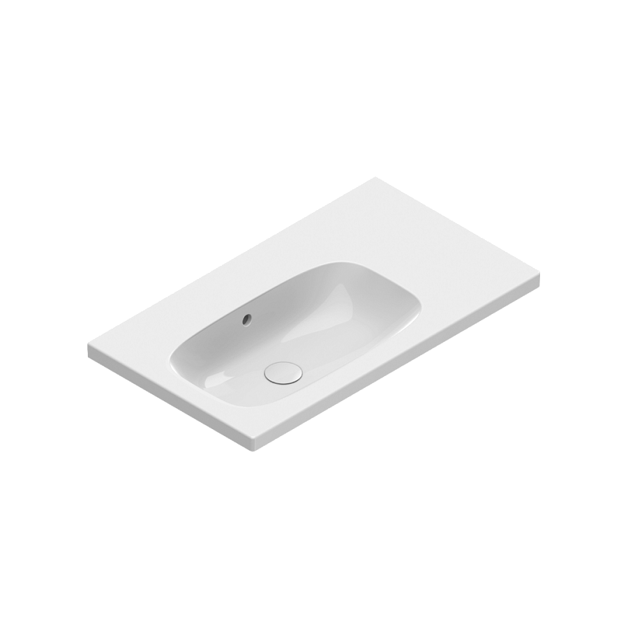 Раковина Catalano Alvea 80х46, арт.0620840001, чаша слева, без отв. под смеситель, белый глянцевый