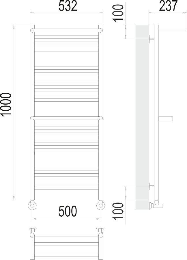 Аврора c 2-мя/п П20 500х1000 Полотенцесушитель TERMINUS, арт.4670078529237