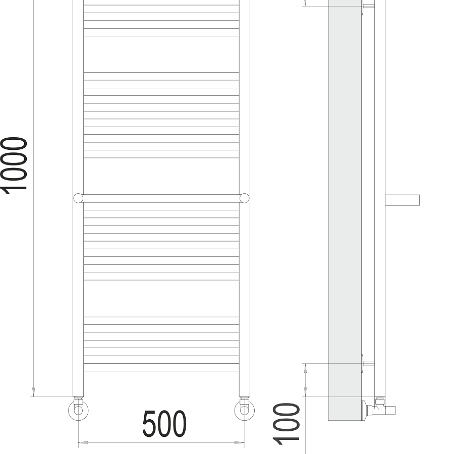 Аврора c 2-мя/п П20 500х1000 Полотенцесушитель TERMINUS, арт.4670078529237