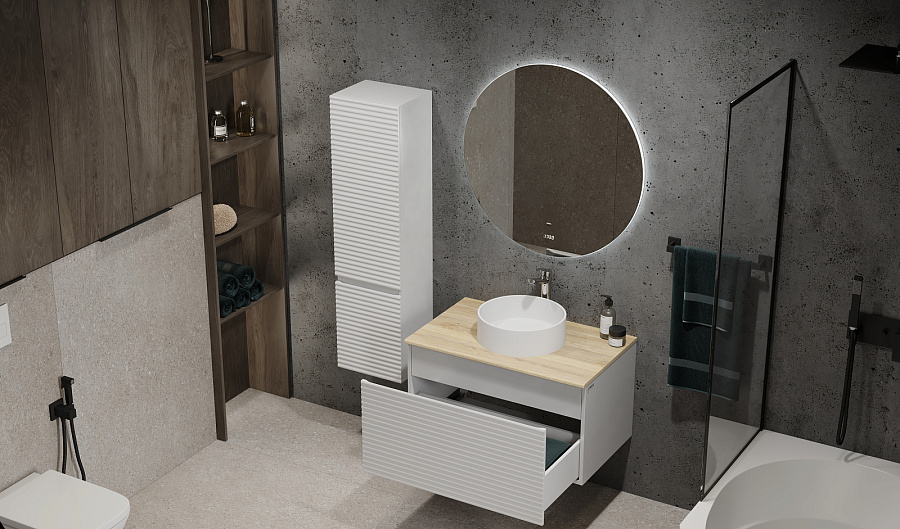 Тумба  Jorno Cossety 80 подвесная Белый/Дуб Мавелла голд