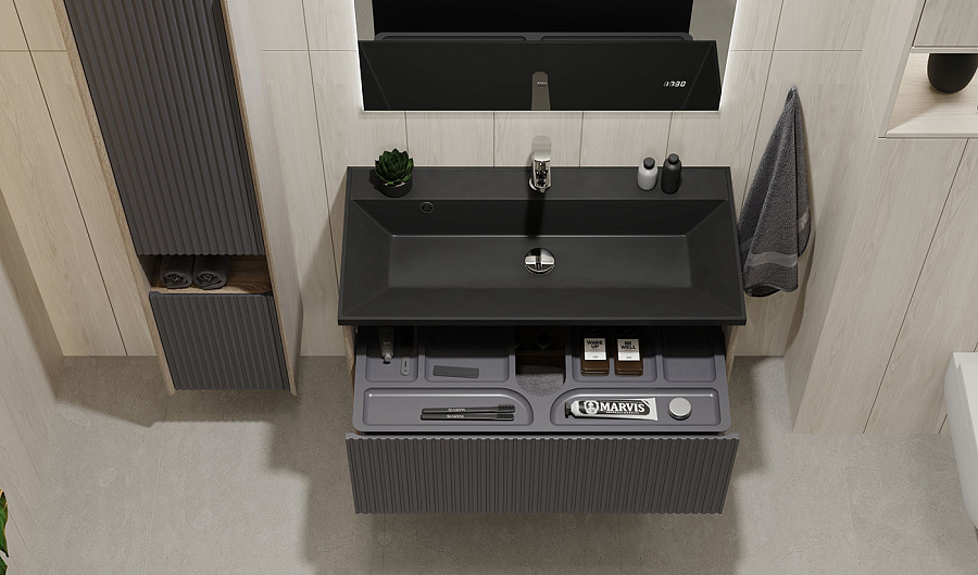 Тумба Jorno Tossony 90 подвесная Дуб Самдал/Антрацит