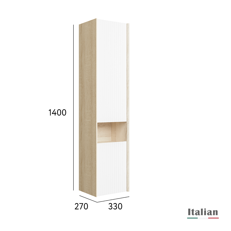 Пенал Jorno Tossony 140 подвесной Сонома светлая/Белый