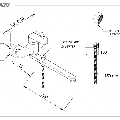 Смеситель для ванны Remer Class Line L49