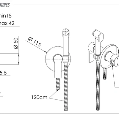 Гигиенический душ со смесителем Remer Energy EY65W, хром