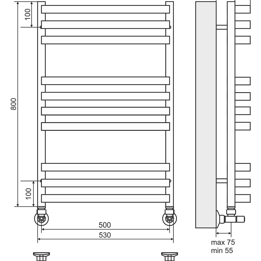 Рид П10 500х800 Полотенцесушитель TERMINUS, арт.4670078513434