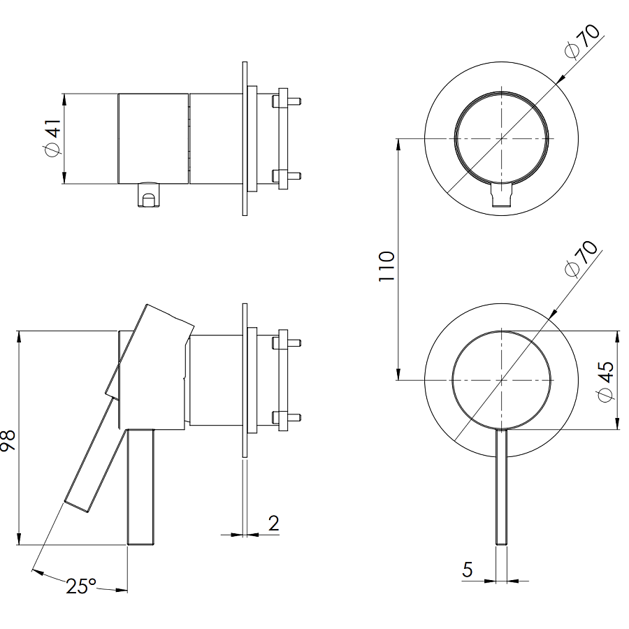 Смеситель для душа Remer Metrica MC92PWB, хром